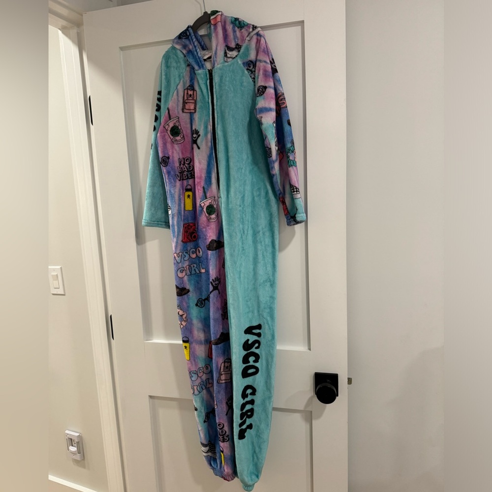 Girls Penelope Wildberry Preppy VSCO fleece onesie pajama